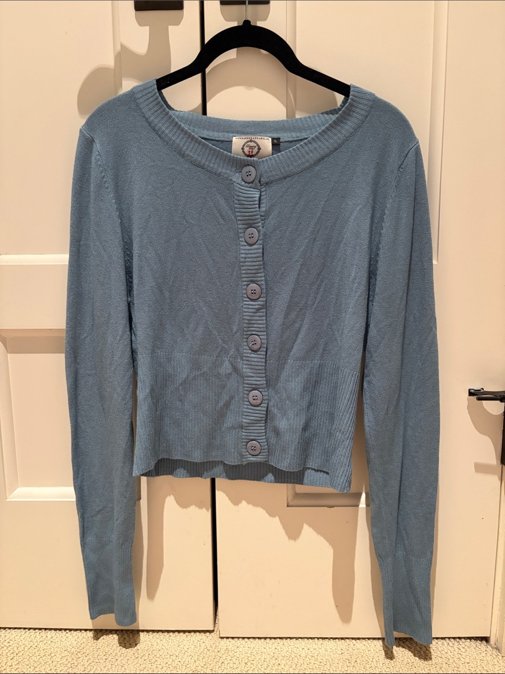 Light Blue Women's Button-Front Cardigan Sweater